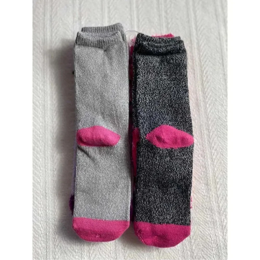 Cuddl Duds Girls Shoe Size 4-10 Lounge Crew Slipper Socks Total 4 Pr
